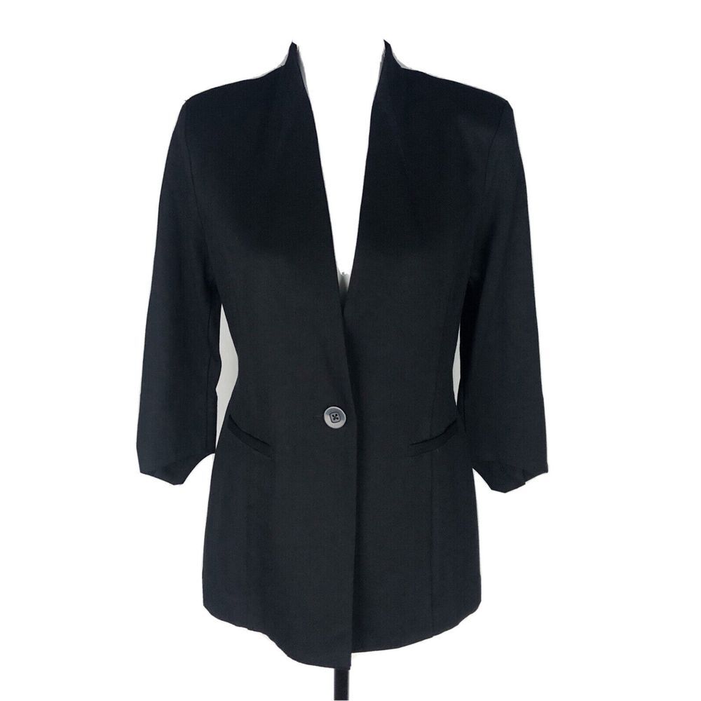 CABI Rayon Nylon Blend Black‎ Single-Button Stretch Knit Blazer Women's Size 4